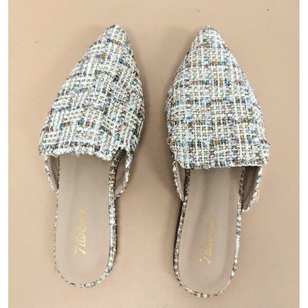 Tilocow Flat Mules‎ for Women Closed Pointed Toe Backless Casual Size 7.5